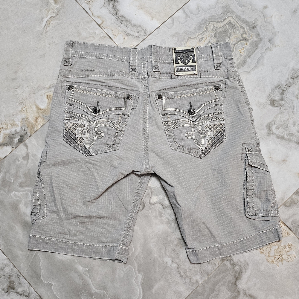 Rock Revival Mens Gray Cargo Shorts 33 Waist